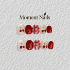 茉莉花茶爆闪瓷白猫眼温柔显白纯手工光疗穿戴甲秋冬短款美甲