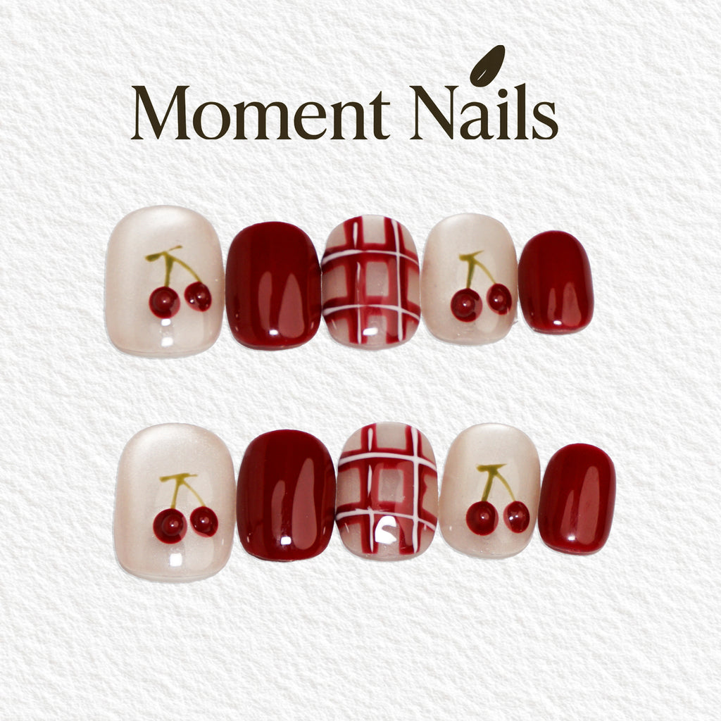 【月下玫瑰】法式晶石猫眼手绘黑色花花纯手工穿戴甲成品美甲短款